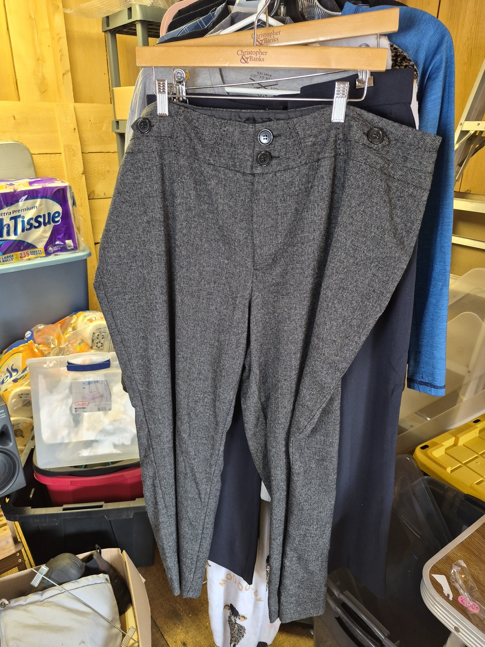 CJ Banks Gray Herringbone Tailored Trousers Bin 51